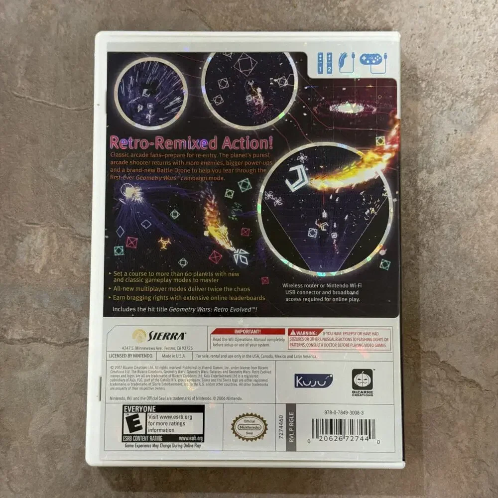 Sierra Geometry Wars: Galaxies (Nintendo Wii) Complete Manual, Multiplayer E